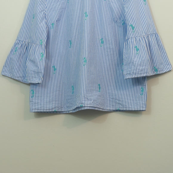 Crown & Ivy Cotton Striped Seahorse Embroidered Top - Picture 3 of 9